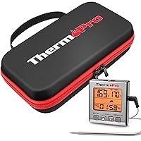 ThermoPro TP-16S Digital Meat Thermometer Smoker Candy Food BBQ Cooking Thermometer for Grilling +ThermoPro Carrying Case for TP-16, TP-16S, TP-17,TP-17H Digital Cooking Food Meat Thermometer, TP98 St