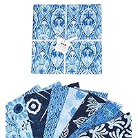 Soimoi Precut 10-inch Block Prints Cotton Fabric Bundle Quilting Squares Charm Pack DIY Patchwork Sewing Craft- Medium Blue