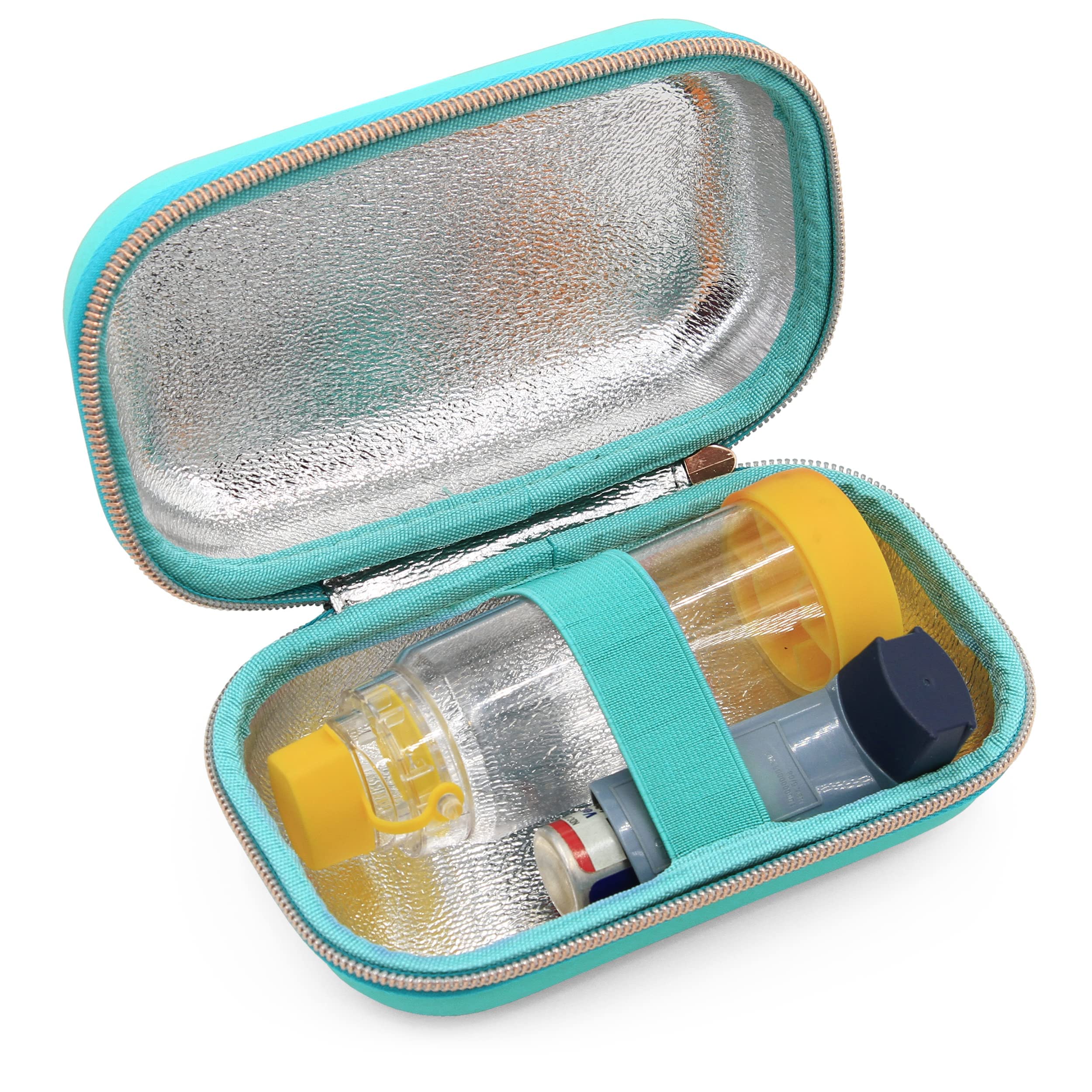 CASEMATIX Turquoise Asthma Inhaler Case for Travel Fits Spacer , Mask and Accessories, Includes Case Only