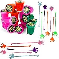 Neliblu Sticky Fingers - Fun Toys - Party Favors - Stocking Stuffers - 24 Count Wacky Fun Stretchy Glitter Sticky Hands and Party Favors for Kids - 48 Mega Party Favor Pack of Slime