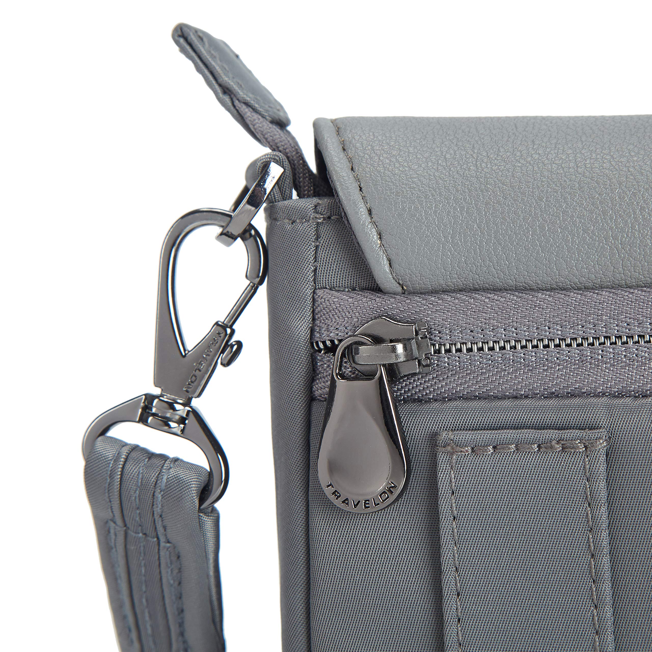 Travelon unisex adult Travelon: Addison - Anti-theft Convertible Crossbody/Belt Gray Crossbody anti theft belt bag, Gray, One Size US