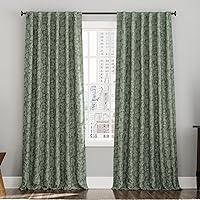 Sun Zero Brookhaven 2-Pack Embroidered Floral Pleated Look 100% Blackout Back Tab Curtain Panel Pair, 50