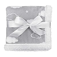 American Baby Company Heavenly Soft Chenille Sherpa Security Blanket, Gray, 14