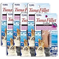 INABA Premium Hand-Cut Grilled Tuna Fillet Cat Treats/Topper with Vitamin E and Green Tea Extract, 0.52 Ounces Each, Pack of 6, Extra Tender Tuna Broth