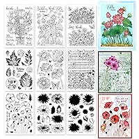 9 Sheets Plants and Flowers Clear Stamps Silicone Transparent Stamps for Card Making Decoration and DIY Scrapbooking