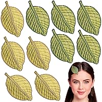 10 PCS Embroidery Leaves Hair Clips, Green Leaf Hair Barrettes, DIY Embroideried Leaf Hair Accessories for Women, Girls for Summer, Autumn, Daily Use, Parties - Green, Yellow