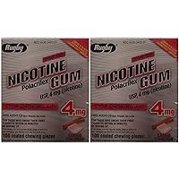 Nicotine Gum 4mg Sugar Free Coated Cinnamon Generic for Nicorette 100 Pieces per Box Pack of 2 Total 200 Pieces