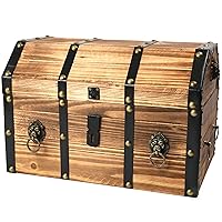 Vintiquewise Large Wooden Decorative Pirate Lockable Trunk with Lion Rings