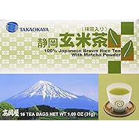 Takaokaya Genmai Cha, Japanese Brown Rice Tea with Matcha Powder, 16 Tea Bags