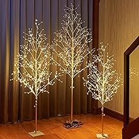 LIGHTSHARE Christmas Tree Combo Kit - Starlit Tree Collection with Angel Lights, 4 Feet 5 Feet and 6 Feet, Golden, Pack of 3, Perfect for Home Decor Holiday Party Wedding