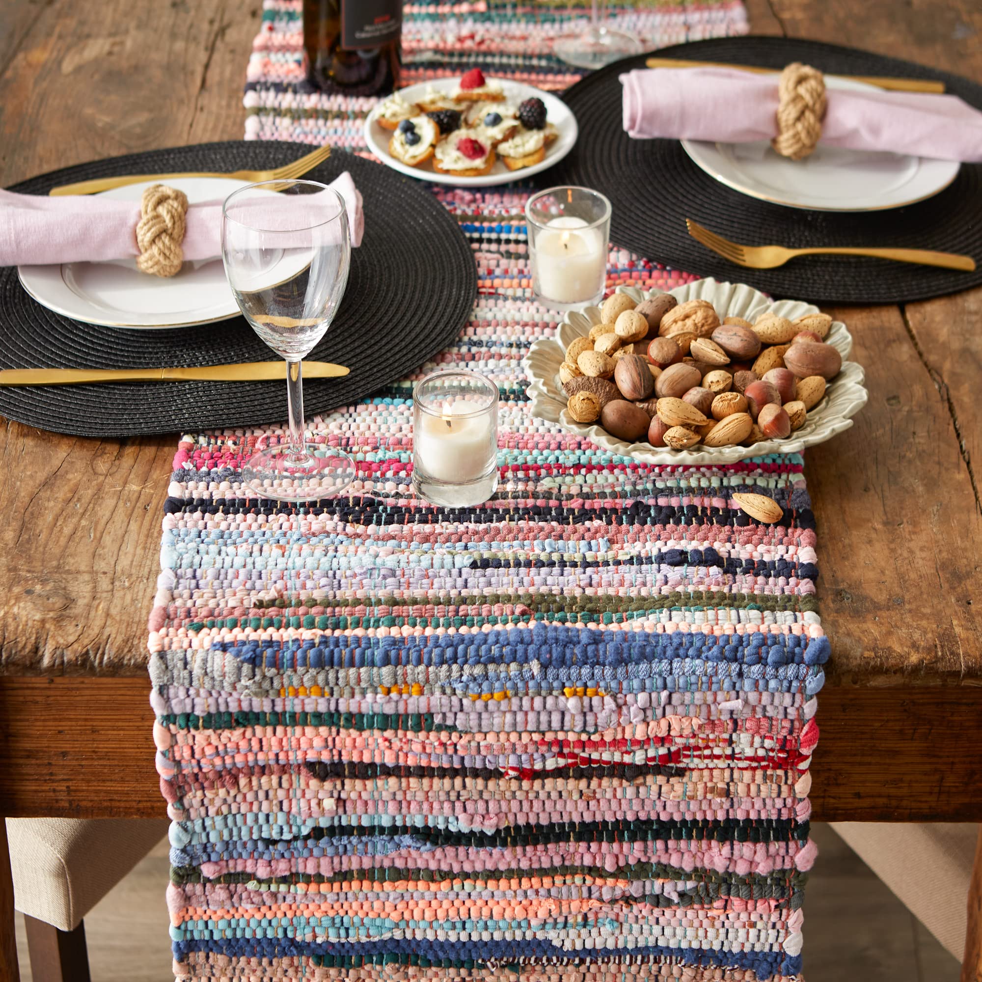 DII Handmade Chindi Tabletop, Reversible and Machine Washable, Table Runner, 14x72, Multicolor