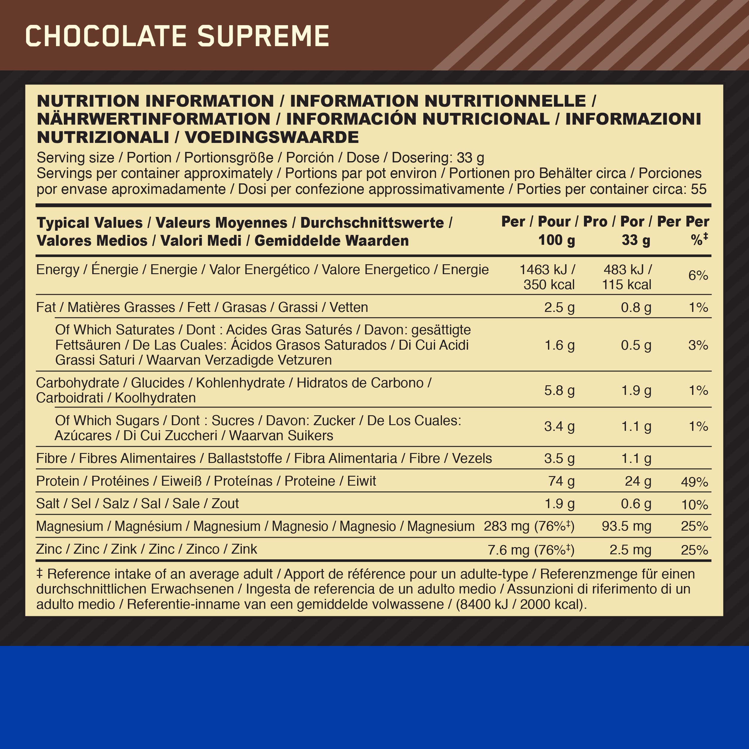 Optimum Nutrition Gold Standard 100% Micellar Casein Protein Powder, Slow Digesting, Helps Keep You Full, Overnight Muscle Recovery, Chocolate Supreme, 4 Pound (Packaging May Vary)