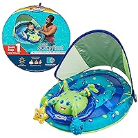 Baby Spring Float Activity Center, Baby Pool Float with Canopy & UPF Protection, Pool Toys & Swimming Pool Accessories for Kids 9-24 Months, Green Octopus