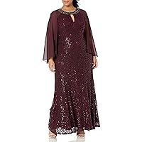 S.L. Fashions Women's Plus Size Lace and Sequin Fit and Flare Dress-Closeout