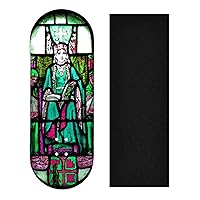 Teak Tuning Heat Transfer Graphic Wooden Fingerboard Deck, Queen Margaret Stained Glass - 34mm x 97mm Popsicle Shaped Deck