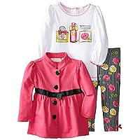 Kids Headquarters Baby Girls' Jacket with White Tee and Flower Print Pants