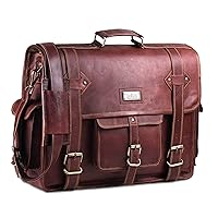 Leather Messenger Bag for Men – Vintage Laptop Bag Leather Satchel for Men - 18 inch Padded Brown Leather Computer Bag