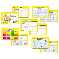 EKG 5 Card Set Common Cardiac Rythms Lead Placement Telemetry Cards for Nurses EMT's Paramedics Medical Students Double Sided Perfect Scrub Pockets or ID Badge Addition