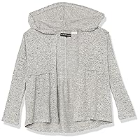 Silver Jeans Co. Girls' Long Sleeve Hooded Cardigan, Heather Grey