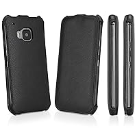 BoxWave Case for HTC One (M9 2015) (Case Leather Flip Case, Slim Synthetic Leather Hard Case with Soft Lining for HTC One (M9 2015) - Nero Black