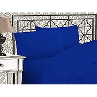 Elegant Comfort 1500 Premier Hotel Quality 4-Piece Bed Sheet Sets, Deep Pockets - Luxurious Wrinkle Free & Fade Resistant, Full, Royal Blue
