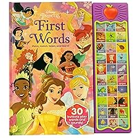 Disney Princess Cinderella, Moana, Rapunzel, and More! - First Words: Point, Match, Listen, and Learn! 30-Button Sound Book - PI Kids