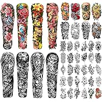 SOOVSY 92 Sheets Temporary Tattoos for Men, Includes 16 Large Full Arm Tattoo Temporary That Look Real and Last Long, Fake Tattoo Stickers Semi Permanent Tattoo for Women and Girl