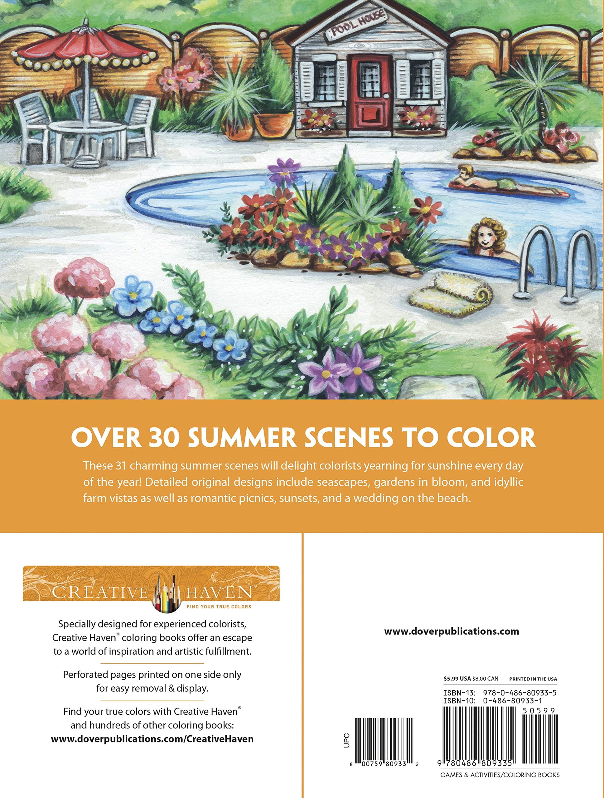 Creative Haven Summer Scenes Coloring Book (Adult Coloring Books: Seasons)