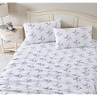 Laura Ashley Home - 4PCS Full Sheets, Cotton Flannel Bedding Set, Brushed for Extra Softness & Comfort (Jessika, Full)