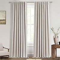 Primitive Curtain 108 Inch Long 2 Panels Burg,Cream Linen Blended 9 ft Floor Length to Ceiling Traverse Curtains for Living Room Extra Wide Blackout Drapes Sun Blocking Sound Absorbing