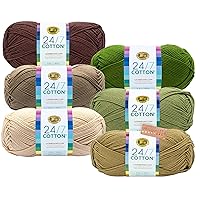 Lion Brand Yarn - 24/7 Cotton - 6 Skein Assortment (Olive Tree)