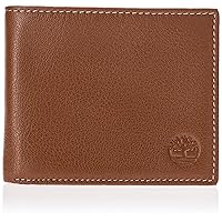 Timberland Men's Leather Wallet with Attached Flip Pocket, tan, One Size