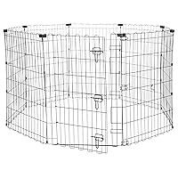 Foldable Octagonal Metal Exercise Pet Play Pen for Dogs, Fence Pen, Single Door, Black, 60 x 60 x 36 Inches