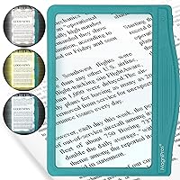 MagniPros 3X Large Ultra Bright LED Page Magnifier with 24 Anti-Glare & Dimmable LEDs (3 Lighting Modes to Relieve Eye Strain)-Ideal for Reading Small Fonts & Low Vision Seniors with Aging Eyes