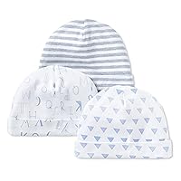 Baby Girls' Pure Organic Cotton Boys Hats, 3 Pack