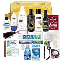 Women’s Super Premium 31 pc Travel Kit Featuring: Ensemble of Travel-Size Personal Care Products, Travel Essentials in Large Toiletry Bag (Yellow)