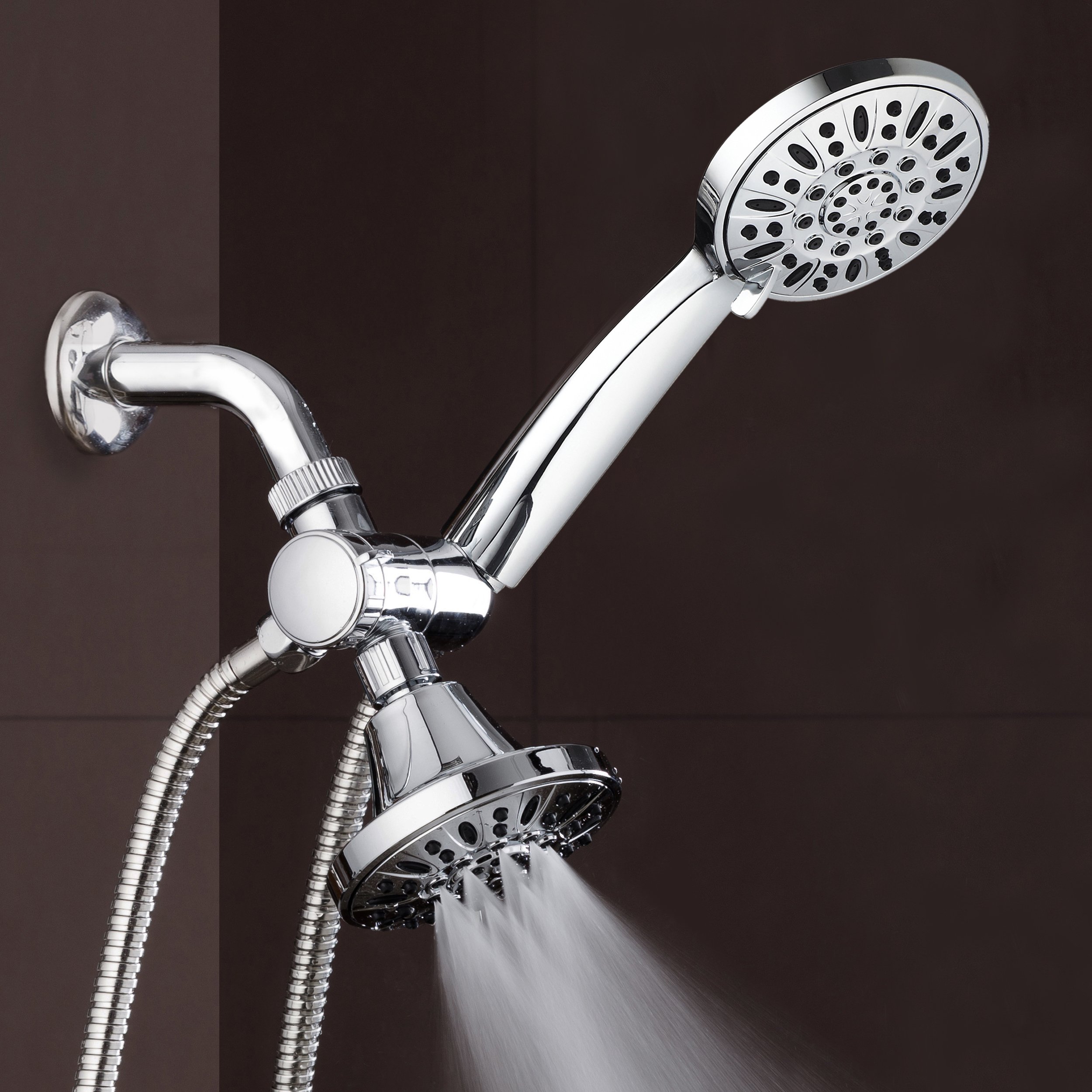 AquaDance Total Chrome Premium High Pressure 48-setting 3-Way Combo for The Best of Both Worlds – Enjoy Luxurious 6-setting Rain Shower Head and 6-Setting Hand Held Shower Separately or Together