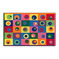 Flagship Carpets Multi Silly Circles Colorful Abstract Children's Classroom Area Rug for Kids Room Seating Décor, Play Carpet for Teaching and Playing, (Seats 30), 7'6