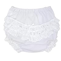 I.C. Collections Baby Girls White Batiste Rumba Diaper Cover Bloomers