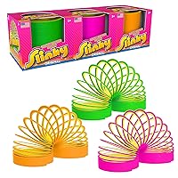 Slinky the Original Walking Spring Toy, Plastic Slinky 3-Pack, Multi-color Neon Spring Toys, Kids Toys for Ages 5 Up