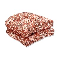 Pillow Perfect Outdoor/Indoor Merida Pimento Tufted Seat Cushions (Round Back), 2 Count (Pack of 1), Orange