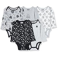 Amazon Essentials Disney | Marvel | Star Wars Unisex Babies' Long-Sleeve Bodysuits-Discontinued Colors, Pack of 5
