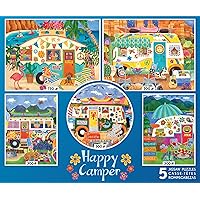 5 in 1 Multipack - Happy Camper - (2) 300 Piece, (2) 500 Piece, (1) 750 Piece Jigsaw Puzzles