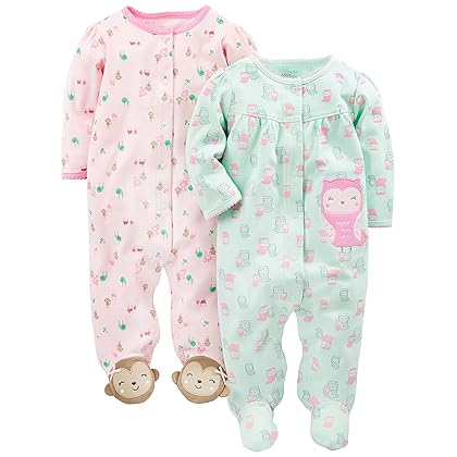 Simple Joys by Carter's Baby Girls' Cotton Snap Footed Sleep and Play, Pack of 2
