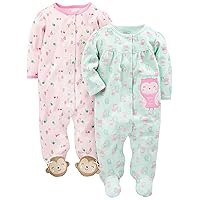 Simple Joys by Carter's Baby Girls' 2-Pack Cotton Snap Footed Sleep and Play
