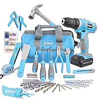Hi-Spec 84pc 12V Cordless Drill Driver Set Electric Battery Powered - Portable Tool Box and Bit Set Bundle With Blue Small Home DIY Tool Kit