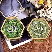 KWOOD Custom Glass Ring Box, Engagement Jewelry Box Personalized Wedding Ring Box, Gold Geometric Ring Bearer Box, Proposal Ring Box, Ring Box Gift