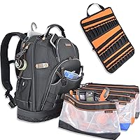 WELKINLAND Tool Backpack and 4pcs Clear Tool Pouch Bundle-Professional Grade Organization