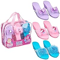 Expressions 3-Pack Princess Shoe Set - Dress Up Royalty Kids Wedge Heels Slip On Shoes - Pastel Colored , Pretend Play - Fits Toddler Size 7-10