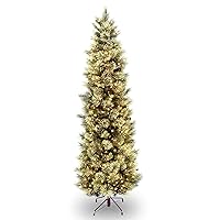 National Tree Company Pre-lit Artificial Christmas Tree | Includes Pre-strung White Lights and Stand | Carolina Pine Slim - 6.5 ft